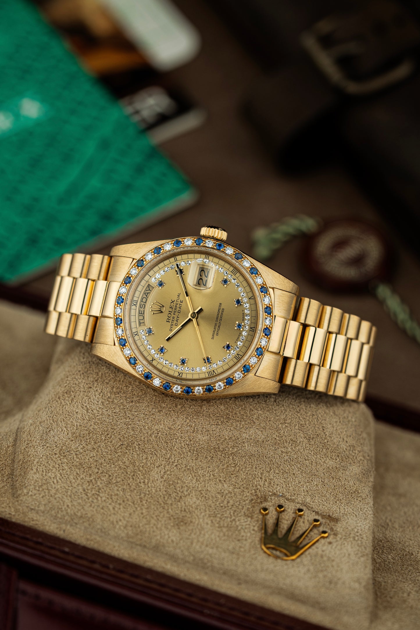 Rolex Day-Date 36mm Rare Factory Sapphire & Diamonds - Ref. 18148