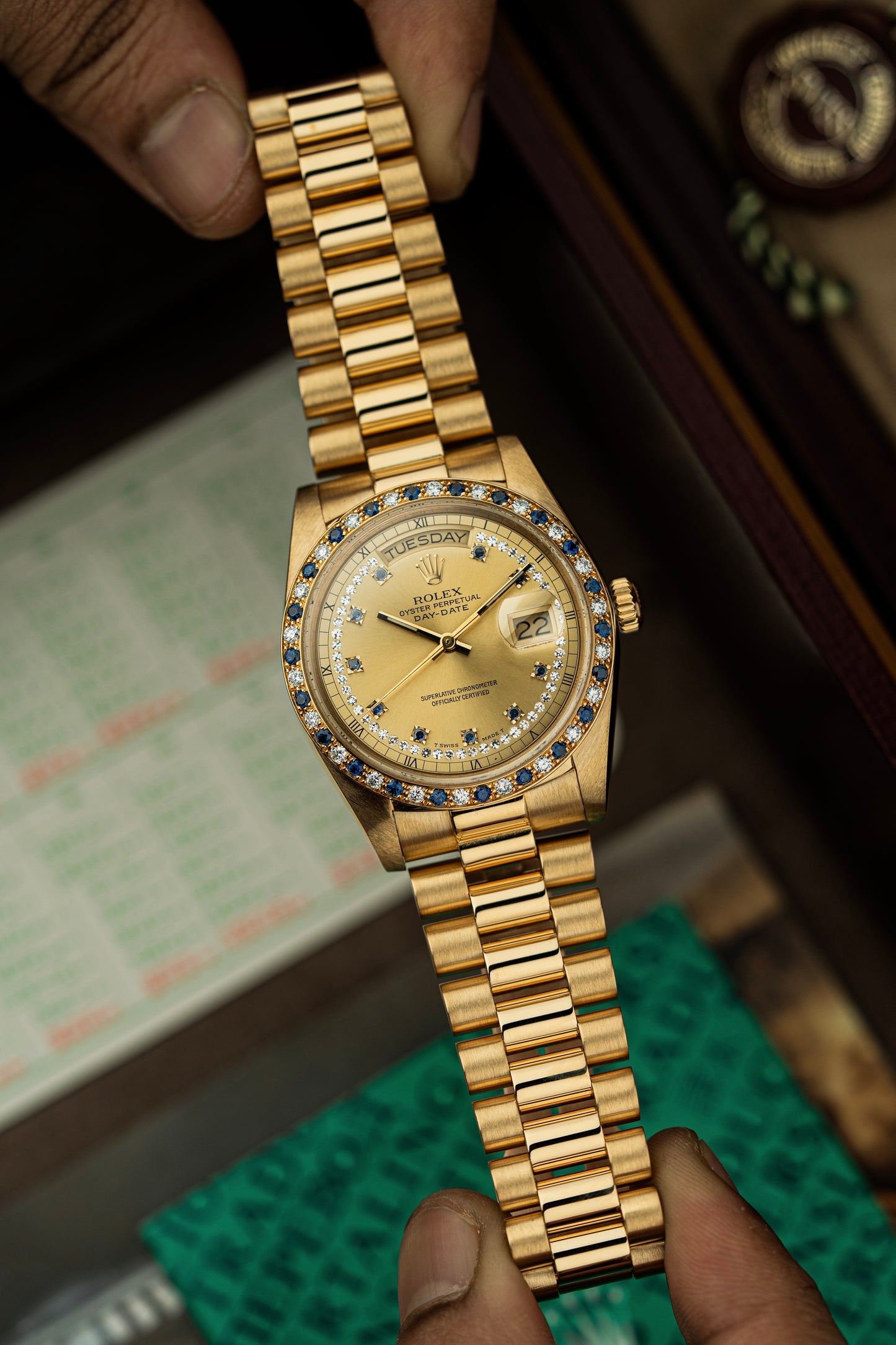 Rolex Day-Date 36mm Rare Factory Sapphire & Diamonds - Ref. 18148