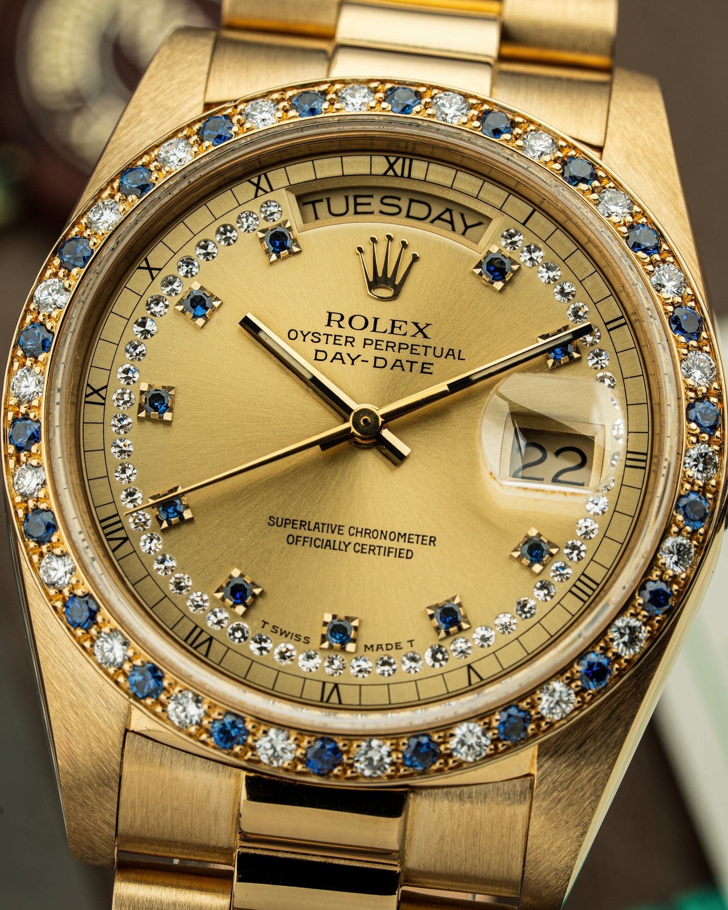 Rolex Day-Date 36mm Rare Factory Sapphire & Diamonds - Ref. 18148