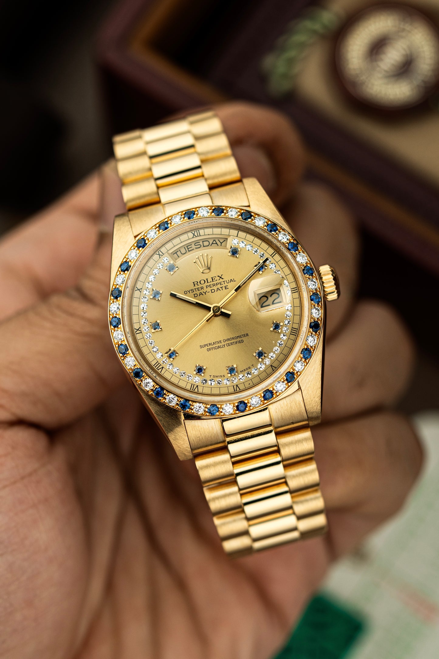 Rolex Day-Date 36mm Rare Factory Sapphire & Diamonds - Ref. 18148