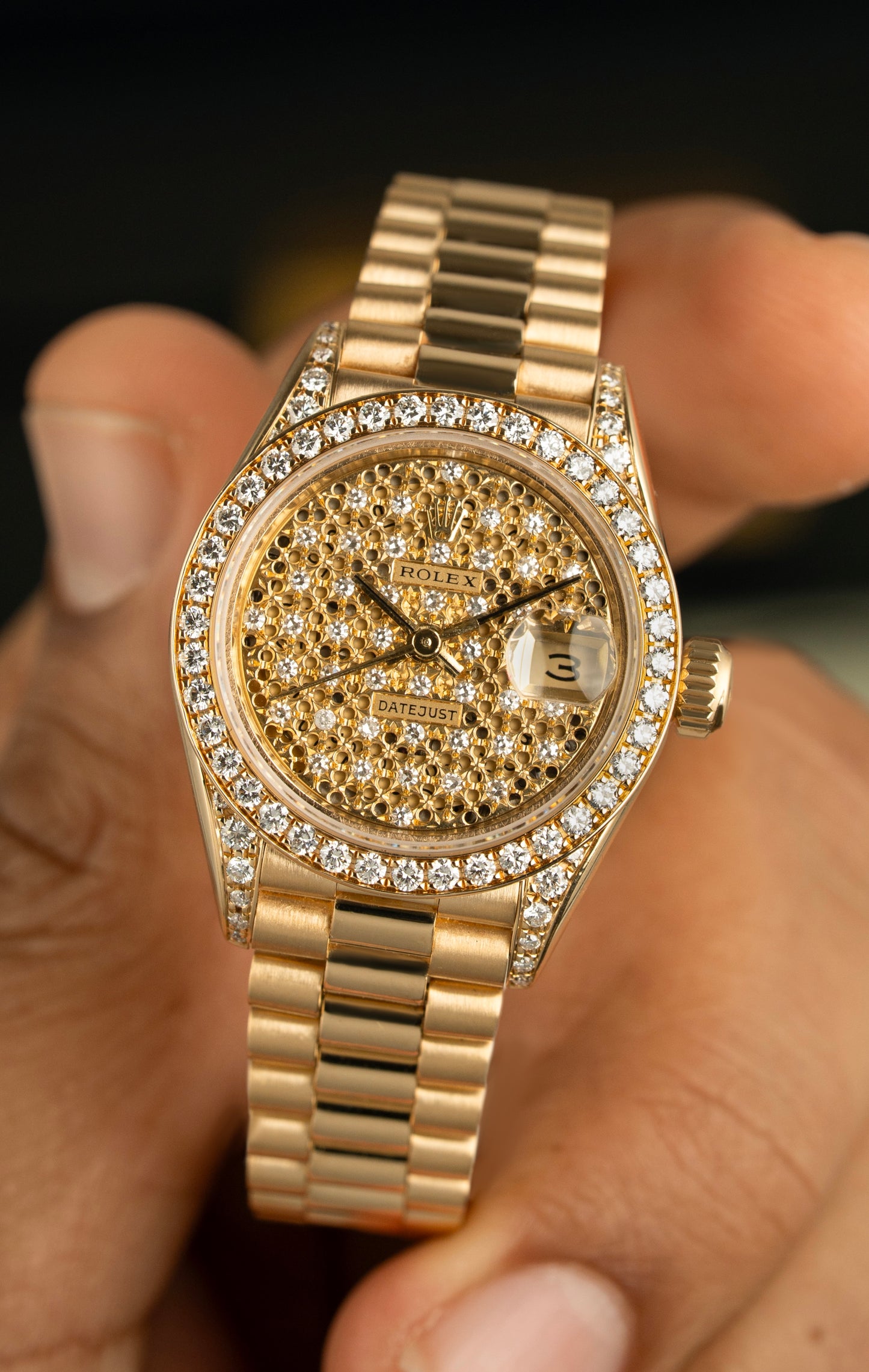 Rolex Ladt-Datejust Honeycomb Pavè - Ref. 69158