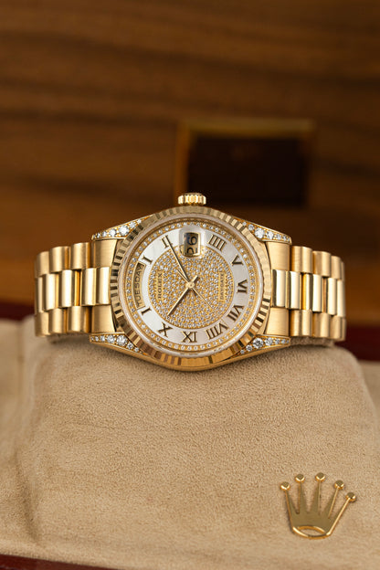 Rolex Day-Date 36mm Carousel Pavé Mother of Pearl - Ref. 18338