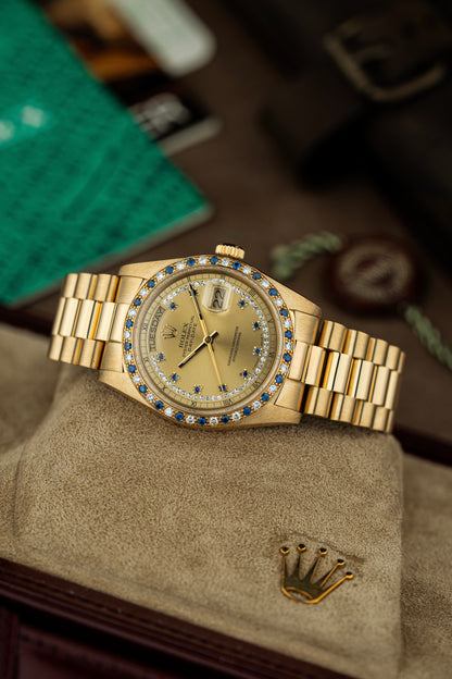 Rolex Day-Date 36mm Rare Factory Sapphire & Diamonds - Ref. 18148