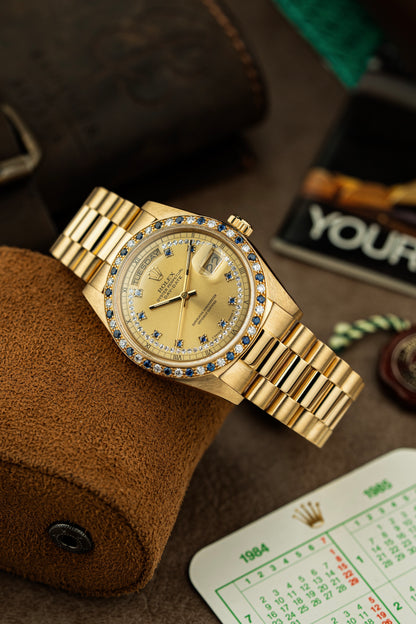 Rolex Day-Date 36mm Rare Factory Sapphire & Diamonds - Ref. 18148