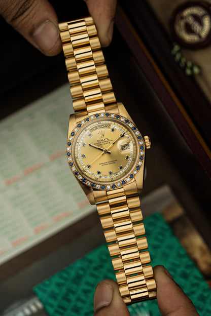 Rolex Day-Date 36mm Rare Factory Sapphire & Diamonds - Ref. 18148