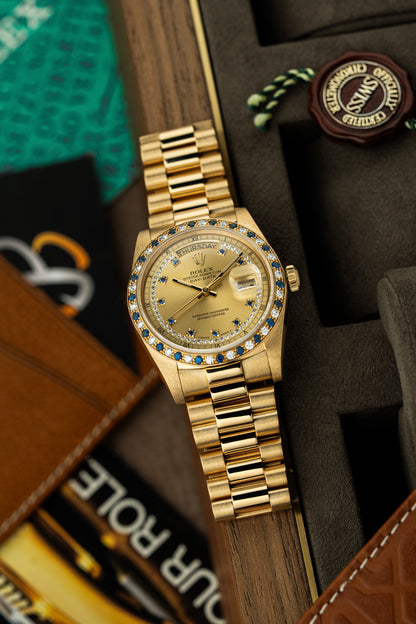 Rolex Day-Date 36mm Rare Factory Sapphire & Diamonds - Ref. 18148