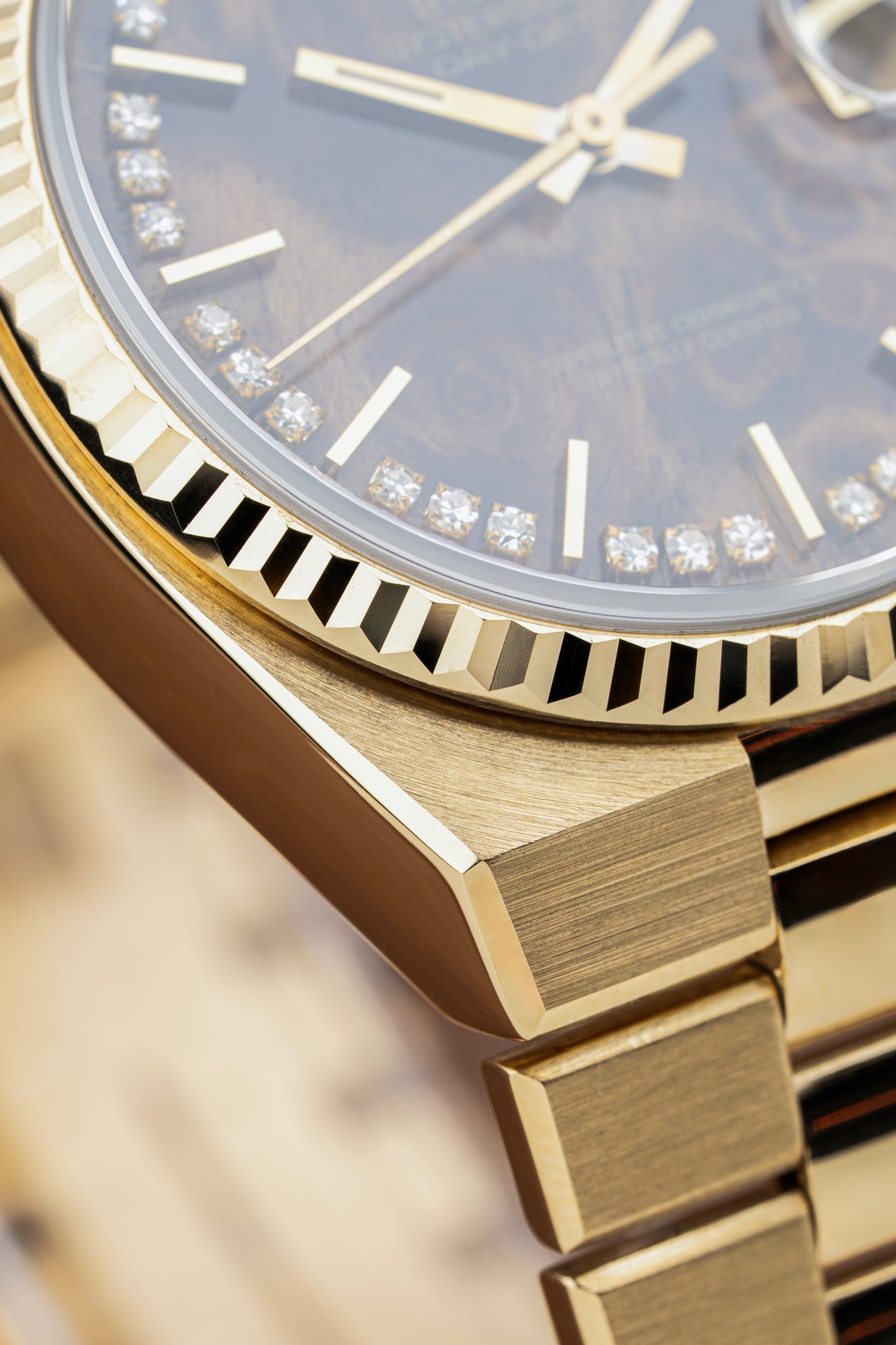 Rolex Day-Date Oysterquartz Burl Wood Diamond Dial - Ref. 19018