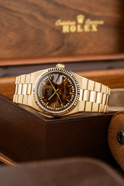 Rolex Day-Date Oysterquartz Burl Wood Diamond Dial - Ref. 19018